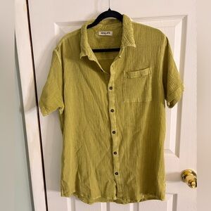 Men’s Rollas Bon Crepe Cactus Button Down Shirt Cotton Gauze Sz Large